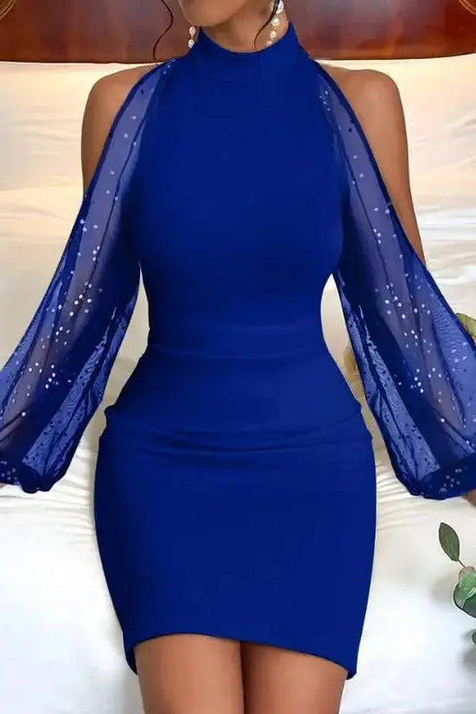 Mesh Sequin Bodycon Mini Dress