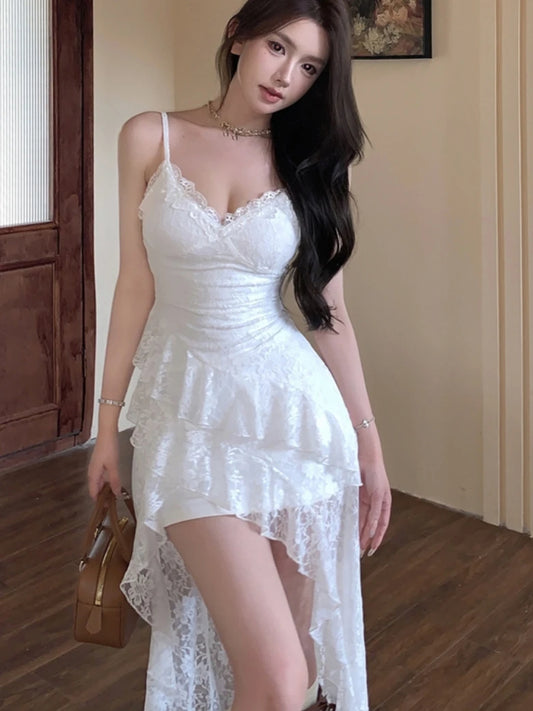 Elegant Lace Bodycon New Sundress Sexy Spaghetti Strap Dresses Women New Sweet Korean Fashion Party Dress Female Vestidos