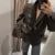 Conjunto de vestido tubo de cuero sintético para mujer, abrigo y traje, estilo vintage, liso, ajustado, largo, con solapa y chaqueta, elegantes conjuntos de calle.