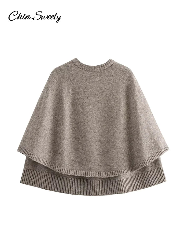 Suéter corto estilo chal de otoño para mujer, cárdigan holgado de un solo pecho, tejido de punto sencillo, jersey liso informal de moda para mujer