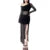 Black Dresses Women Elegant Solid Color See Through Round Neck Long Sleeve Split Party Dress Club Dresses Streetwear