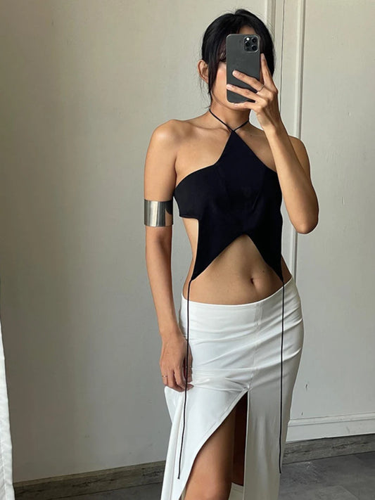 Pentagram Corset Neck Mounted Halter Top Women Edgy Clothes Y2k Accessories Backless Sexy Streetwear Ropa De Mujer Club Outfits