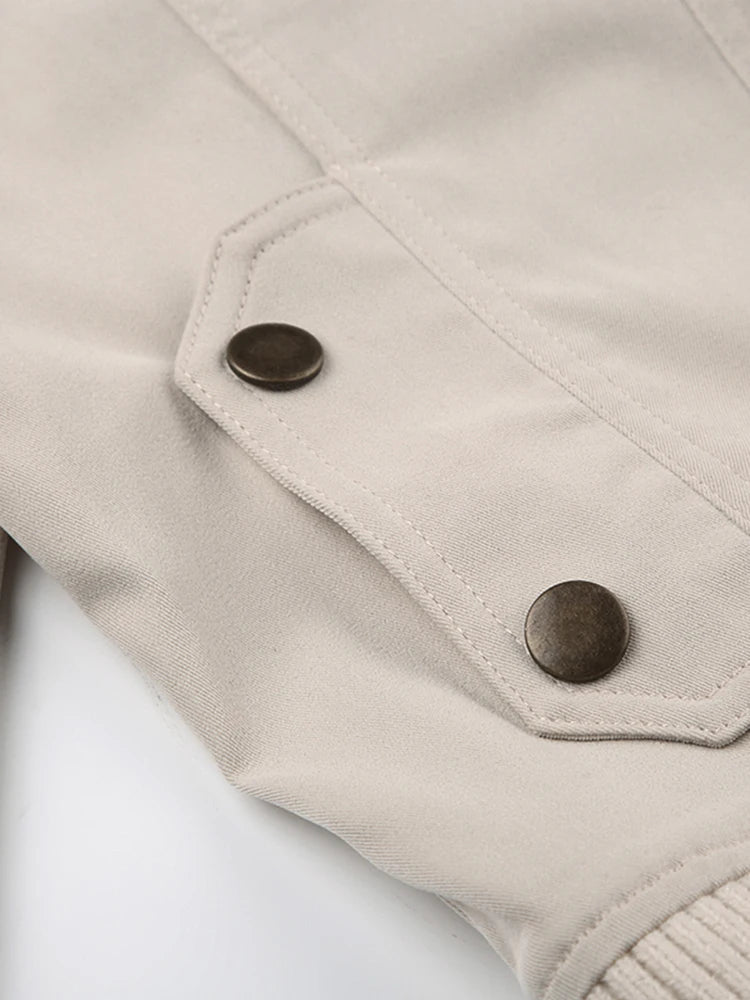Chaquetas cargo informales Y2K con cuello alto y cremallera para mujer, moda de primavera y otoño, abrigos básicos lisos de manga larga para la calle.