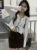 Blusas de manga larga con cordones para mujer, estilo coreano Dongdaemun, estilo juvenil, básicas, cortas, blancas y negras, para otoño