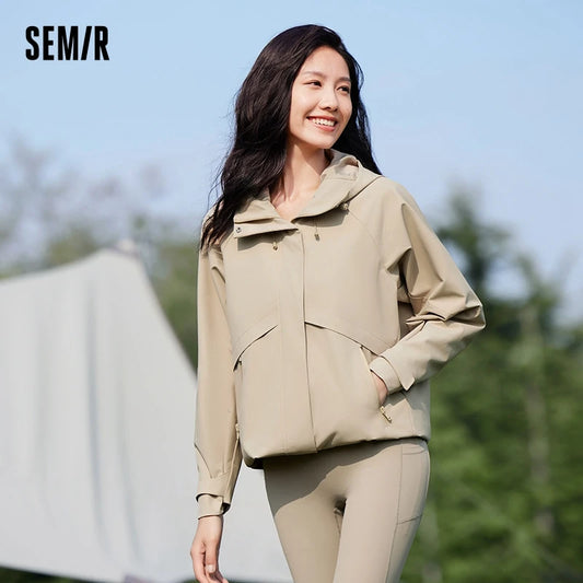 Chaqueta de mujer de longitud media, mangas holgadas, impermeable, resistente al aceite y a las manchas, nueva chaqueta con capucha de otoño.
