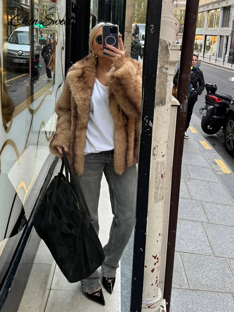 Oversized Fluffy Faux Fur Coats For Women Winter Autumn Loose Lapel Cardigan Jacket Fashion High Street Warm Outwear New