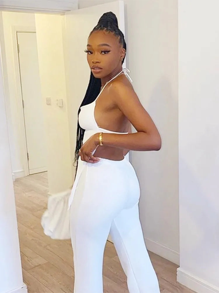 Solid White Halter Tops Women Edgy Clothes Y2k Accessories Asymmetrical Ropa Mujer Camis Corset Top Neck Mounted Sexy Streetwear