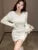 Vestidos de punto de otoño para mujer, sudaderas con capucha, cuello en V, manga larga, ajustados, vestido corto, informal, coreano, elegante, nuevo