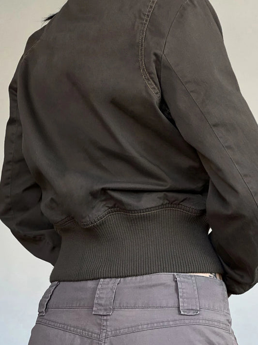 Chaquetas elegantes de manga larga con cremallera punk para mujer, ajustadas, lisas, nuevas y modernas, ropa de calle con cintura ajustada