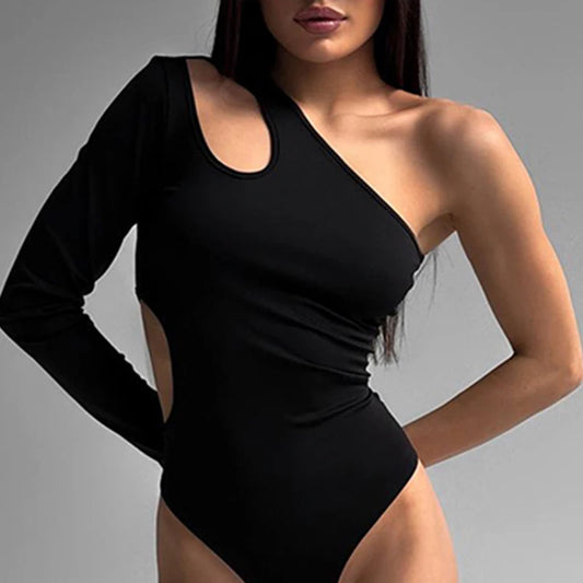 One Shoulder Cut Out Women Bodysuit Sexy Backless Fashion Chic Fall Rompers Party Rave Outfits Lady Bodysuit Tops