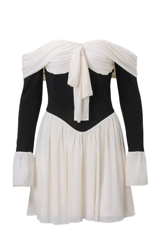 Off Shoulder Lace-Up Mini Dress