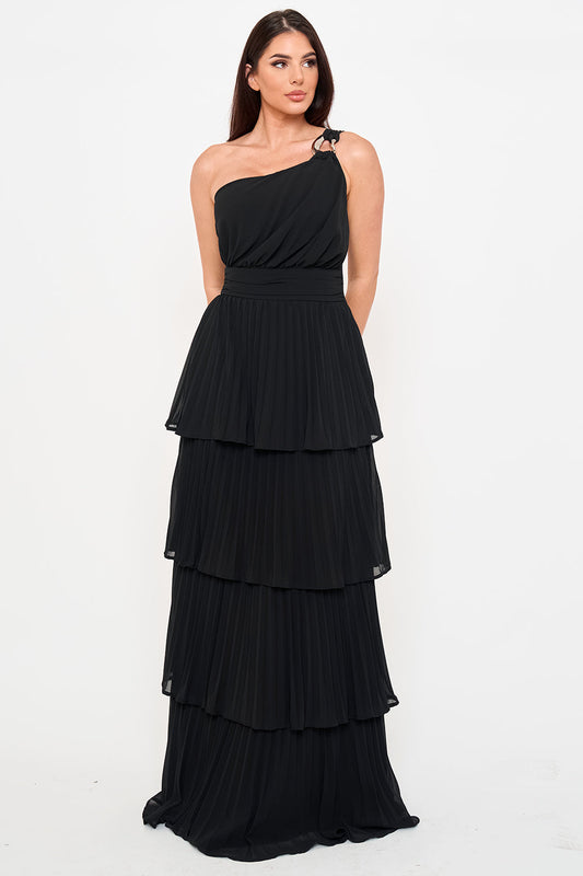 Symphony Dress - Pleated Chiffon Multi Layered Maxi Dress