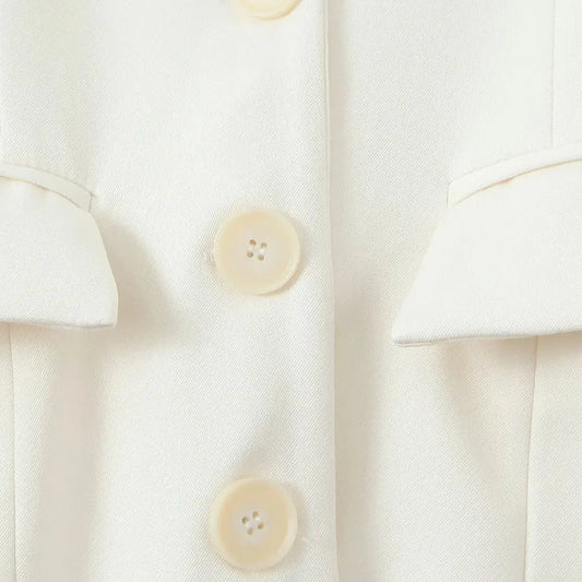 Blazer de otoño de un solo pecho con botones y cintura estrecha para mujer, estilo retro, con hombros descubiertos y manga larga