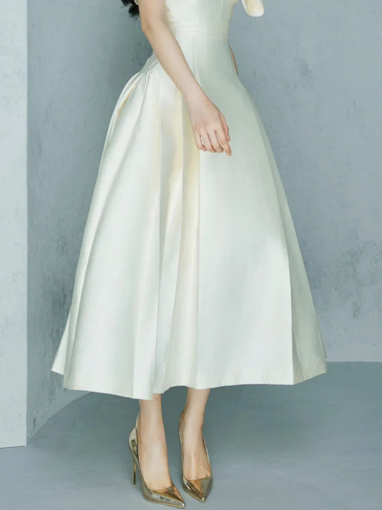 Elegante vestido largo estilo hada, escote en V, cintura hueca, lazo 3D, bolsillo, vestidos de fiesta de moda para mujer, primavera-verano 2025, 23A9338