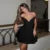 Vestido corto femenino de fiesta con escote en V y cintura alta, minivestido sexy con espalda descubierta para mujer, elegante, liso, ajustado, sin mangas, con escote en V