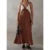 Vestido elegante de verano para mujer, con cuello en V, sin mangas, con patchwork de colores contrastantes, largo y sexy para fiesta de noche.