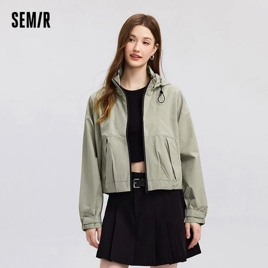 Chaqueta con capucha desmontable para mujer, estilo corto, holgada, para primavera, Instagram, estilo exterior