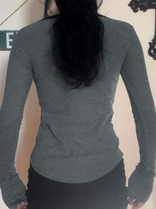 Blusas de manga larga con cuello redondo y estampado de cadena sólida para mujer, estilo gótico, punk, chic, moda de otoño, básicas y modernas.