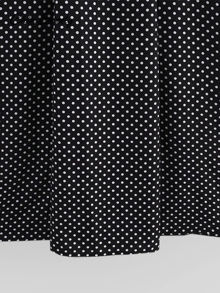Elegant Dot Strapless Maxi Dress Women Pleat V-neck Sleeveless Backless High Waist A-line Dresses 2025 Summer Vacation Robes New