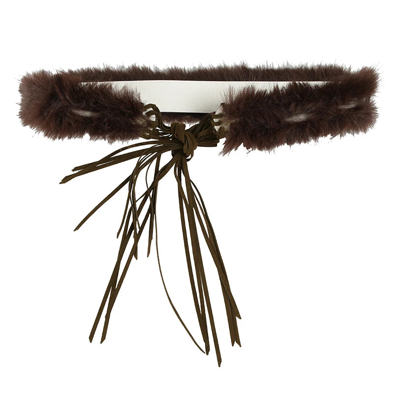 American Retro Faux Women¡¯s Belt Fashion Chic Tassel Distressed All-Match Solid Design Accessorie Trendy