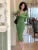 Conjunto de vestido de punto elegante vintage de dos piezas para mujer, cárdigan corto con cuello en V y tirantes finos, vestido midi ajustado, ropa femenina nueva de otoño