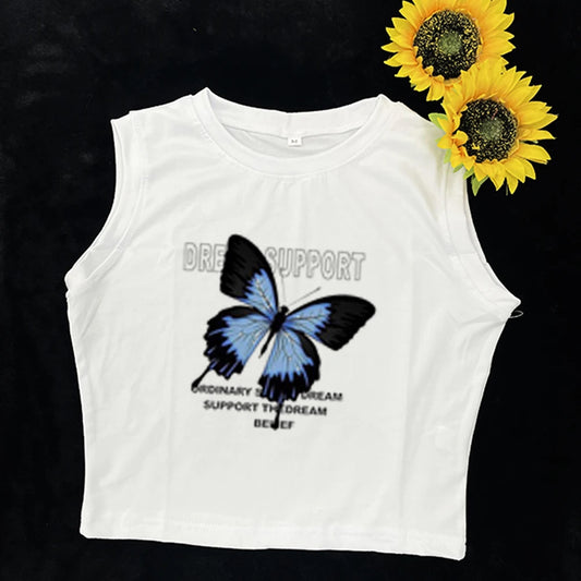 Full-shoulder cotton short-sleeved T-shirt women summer new spice girls high waist slim short crop clothes sweet and spicy