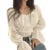 Blusas Y2K para mujer, de color liso, con cordón, lazo y volantes, de manga larga, fruncidas, tops cortos, ropa elegante de calle
