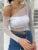 Camiseta informal de moda de color liso Y2k, camiseta sexy de cuello inclinado de manga larga para mujer, ropa ajustada de malla ligeramente transparente Y2k para mujer