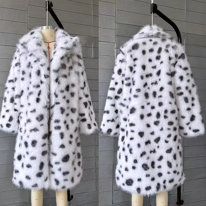 Abrigos de piel sintética de leopardo de marca de lujo para mujer, abrigos largos con cinturón de invierno, abrigos de piel de zorro a la moda para mujer, prendas de vestir exteriores