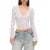 Aesthetic Lace Top Women Sexy Clothing See Through Deep V Neck Flared Long Sleeve T Shirts Party Clothes Clubwear