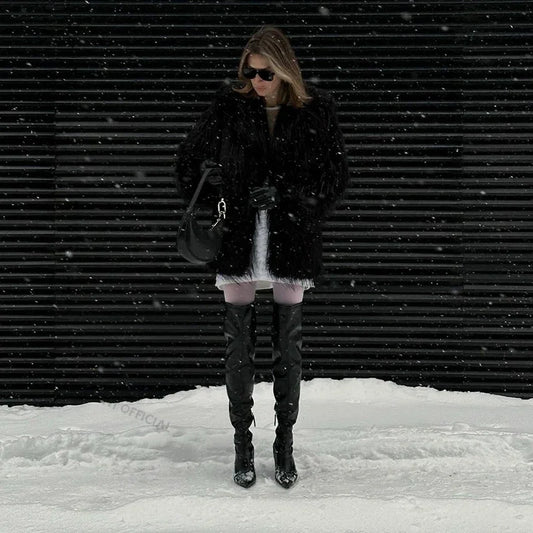 Abrigo largo de piel sintética de invierno para mujer, chaqueta de piel esponjosa con borlas de marca de lujo, abrigo supercálido para mujer