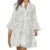 Beach Dress Women Embroidery Lace Eyelet Hollow Out 3/4 Sleeve Single Breasted Mini Dress y2k Vacation Dresses