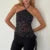 y2k Halter Top Women Sexy Clothes Floral Print Sleeveless Backless Camisole with Asymmetrical Ruffle Hem Party Clubwear