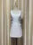Elegante vestido de tweed con escote en U, tachuelas, lazo de diamantes y tirantes, sin mangas, corto, para mujer, primavera-verano 2025, 23A8276
