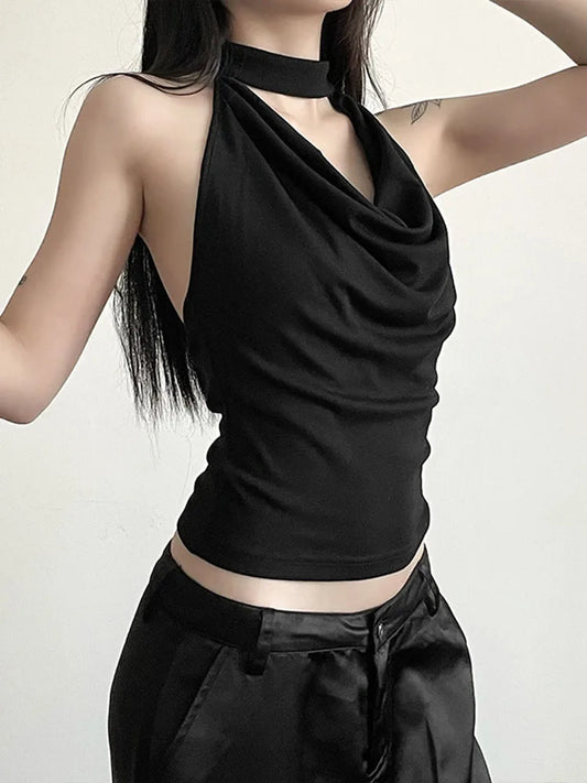 Chaleco halter fino para mujer, de color sólido, sencillo, informal, combinable, moderno, seguro, sexy, bonito, para verano, para viajes en la calle.