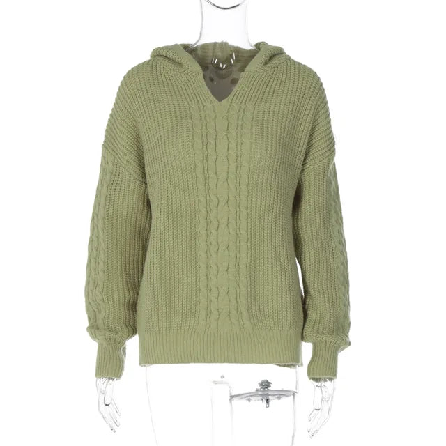 Knitted Hoodies Sweater Women Loose Long Sleeve Autumn Pullover Woman Street Casual 2025 Baggy Coat Female Winter Clothes