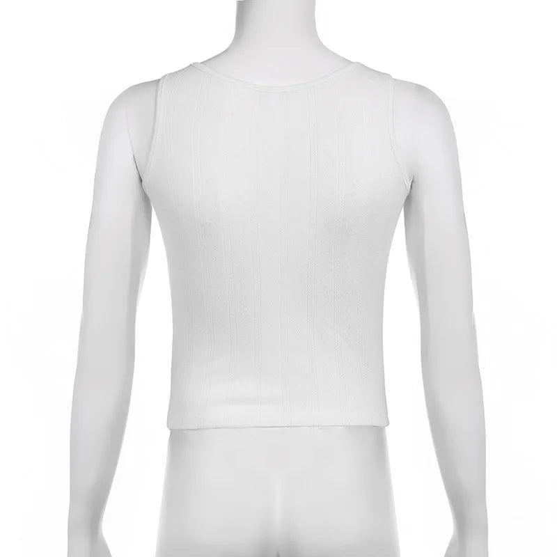 Lace Bow Splice Tank Top Women Sexy Hollow Out Slim Sleeveless Shirts Hot Girls Bodycon Fashion Crop Tops Woman Clothing