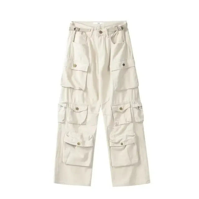 Pantalones cargo con múltiples bolsillos para mujer, pantalones deportivos holgados de cintura alta a la moda, pantalones de calle holgados para mujer, pantalones para mujer