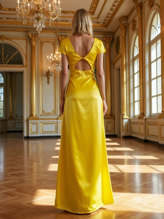 Temperament V-neck High Waist Evening Dress Sexy Backless Solid Sleeveless Elegant Party Dresses 2025 Women’s Hollow Long Dress