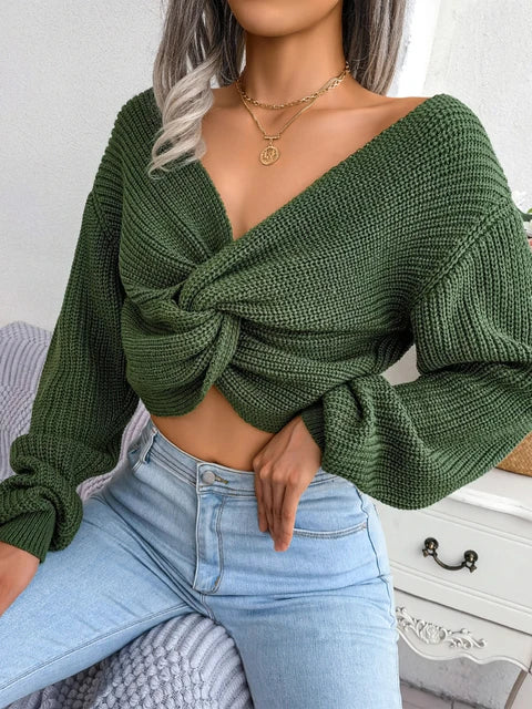 Suéter de punto con giro para mujer, moda de otoño 2025, suéter de manga larga de gran tamaño, prenda de punto con hombros descubiertos para la calle.