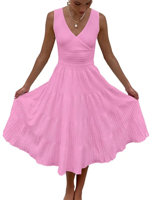 Vestido largo de punto con escote en V para mujer, estilo Y2K, sin espalda, de moda, de punto, para fiesta, informal, holgado, de cintura alta, para verano