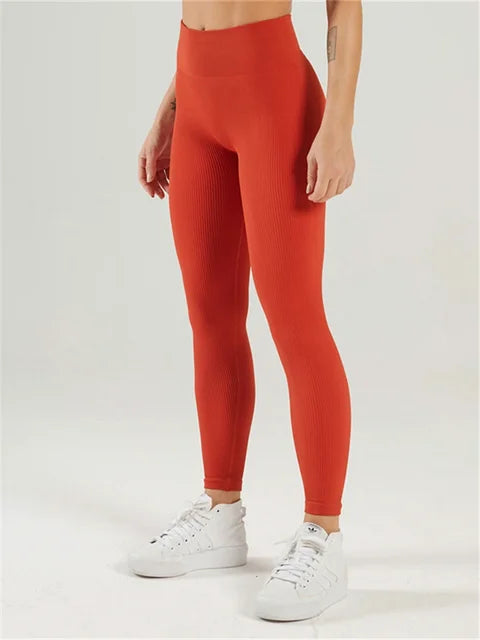 Mallas deportivas de yoga acanaladas para mujer, pantalones de yoga de punto sin costuras, mallas blancas para gimnasio, mallas ajustadas para entrenamiento y fitness, push up
