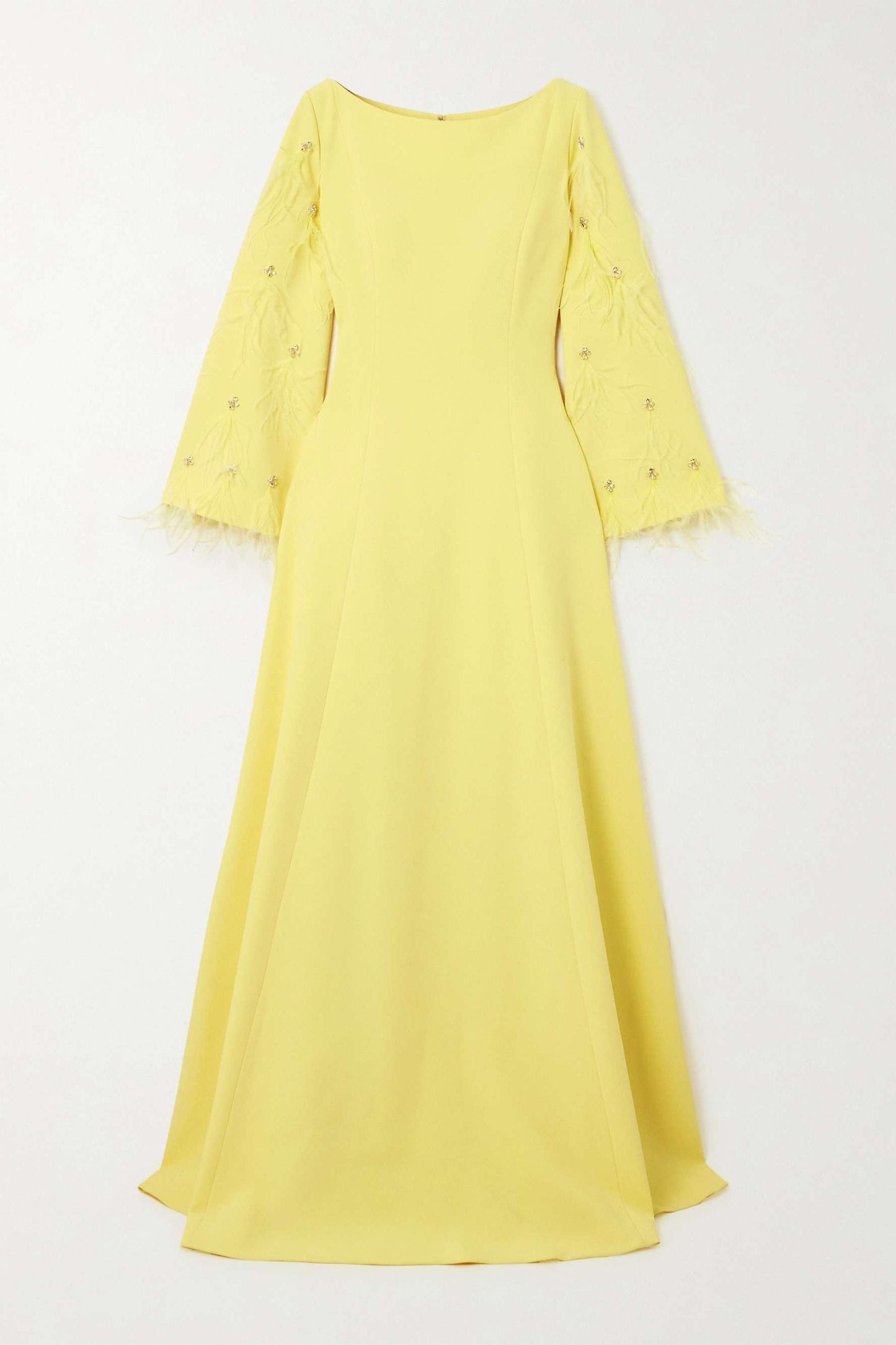 Vestido largo de satén liso con diamantes de imitación
