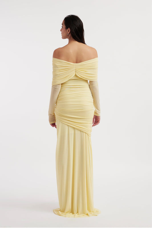 Vestido largo anudado de jersey liso