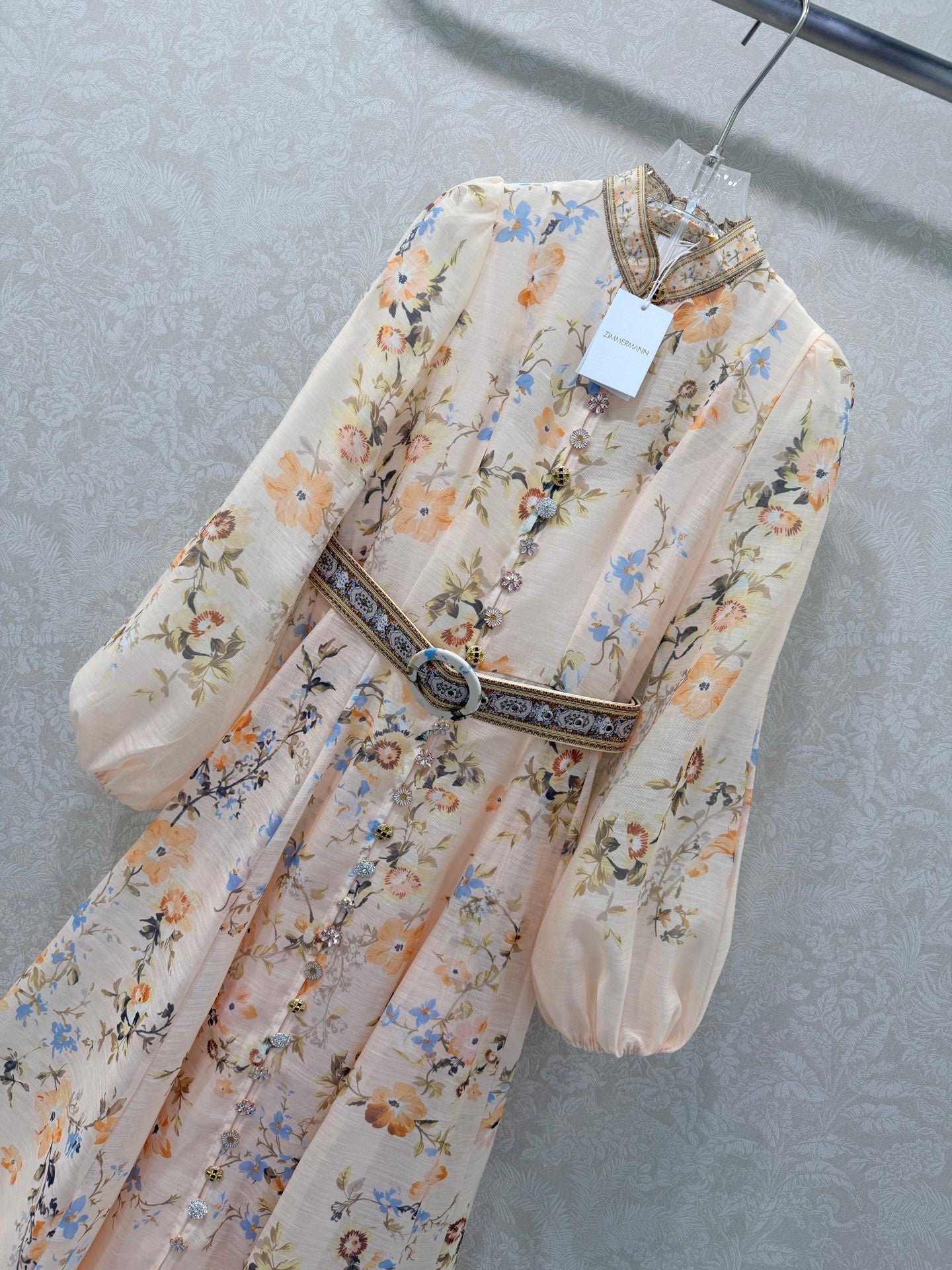 Zimmermann Rebellion Button Midi Dress Cream Aviary Cotton 342125