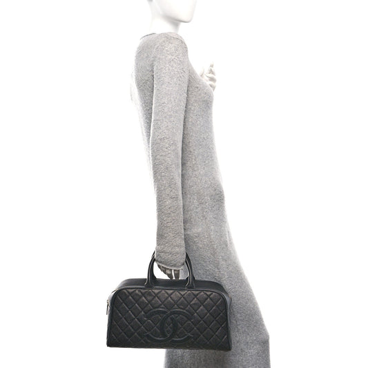 Caviar Quilted Large Bowler Black