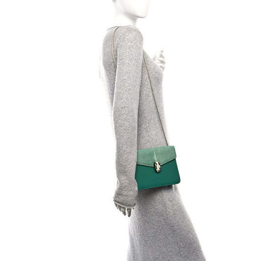 Galuchat Calfskin Serpenti Forever Crossbody Bag Green