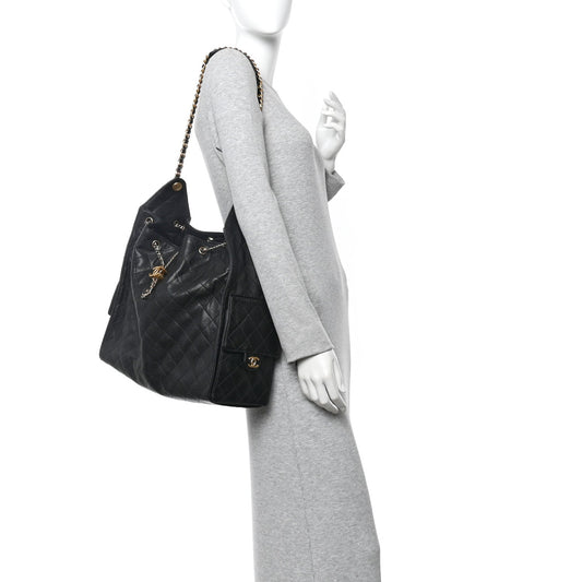 Caviar Quilted Large Chanel 25 Handbag Black