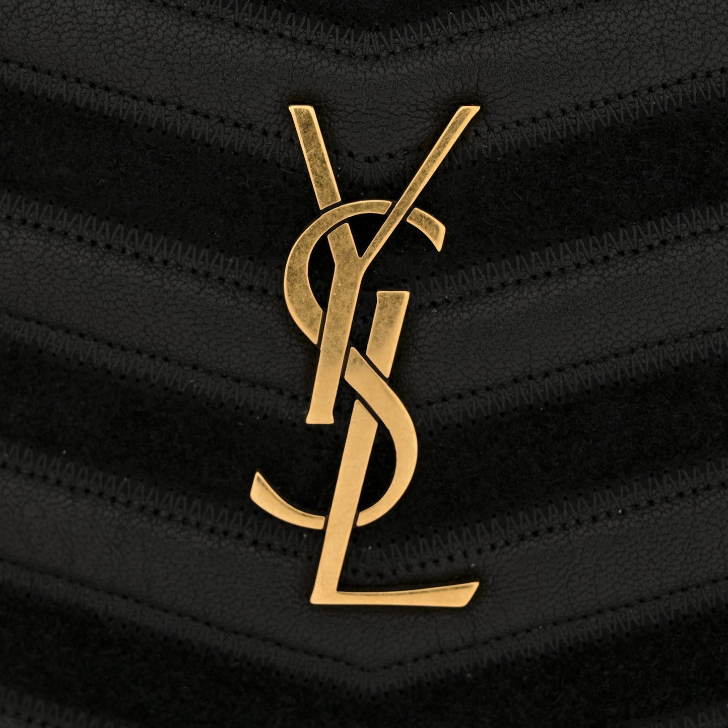 Calfskin Suede Matelasse Monogram Mini Lou Camera Bag Black