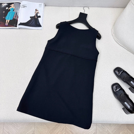 Gucci 25 Sleeveless Minimalist Dress Dark Blue Cotton Polyester